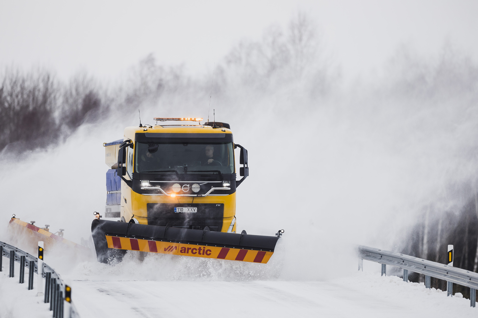 front viwe of truck in the snow